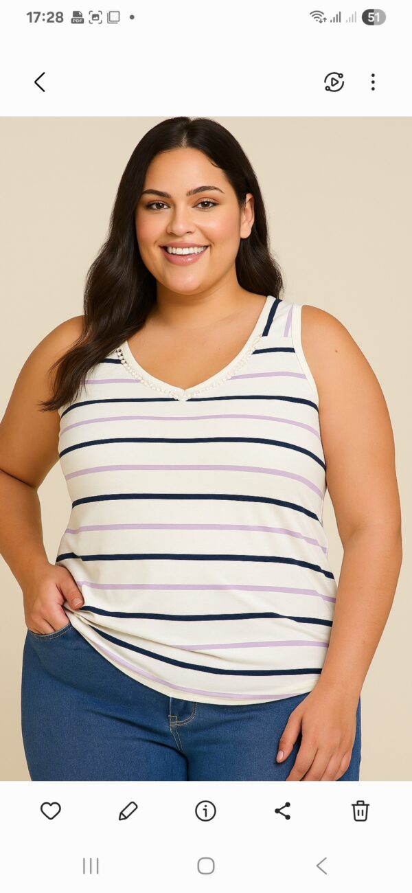 BLUSA REGATA LISTRADA PLUS SIZE